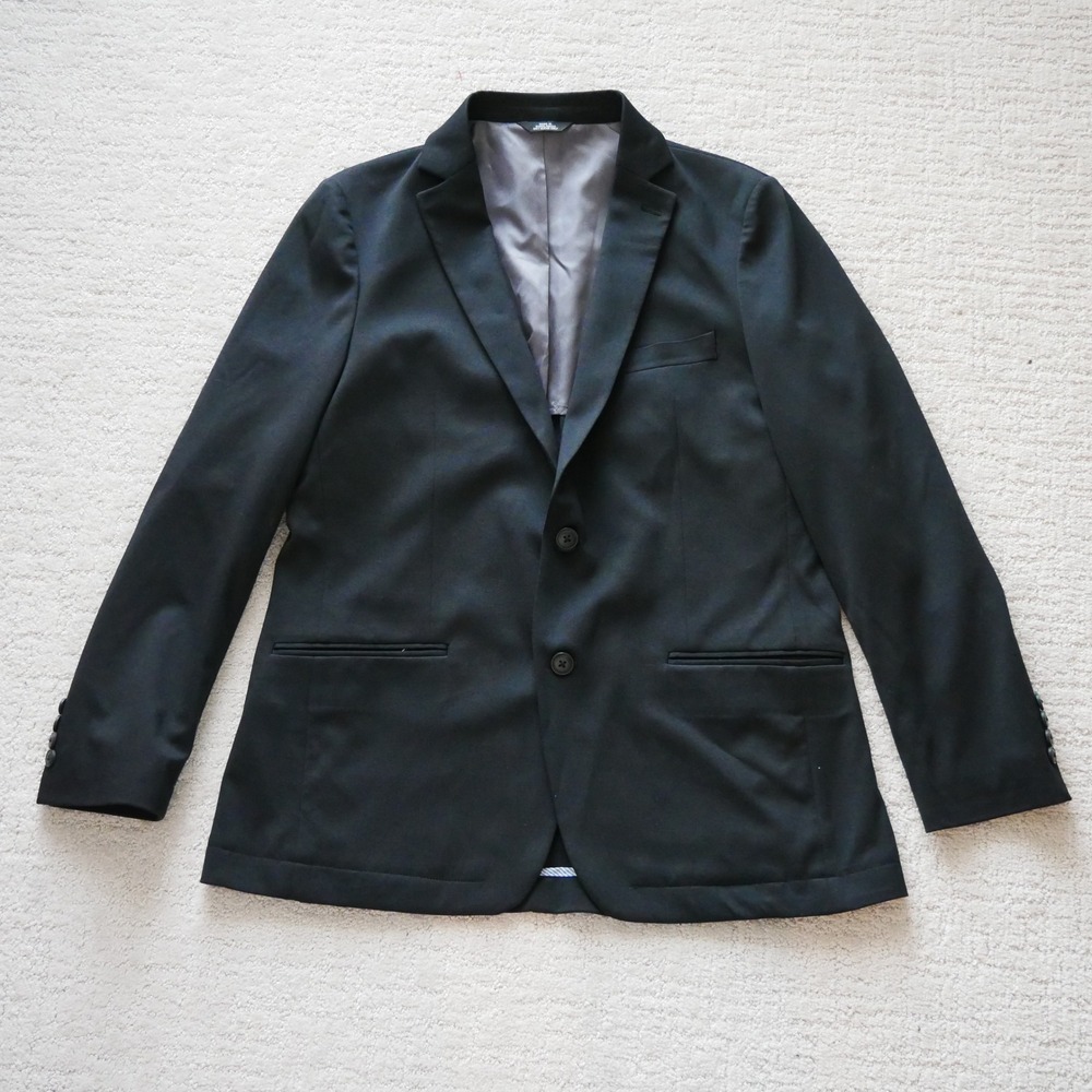 Haggar In Motion Slim Fit The Knit Blazer Black 2-Button Jacket 42R Mens